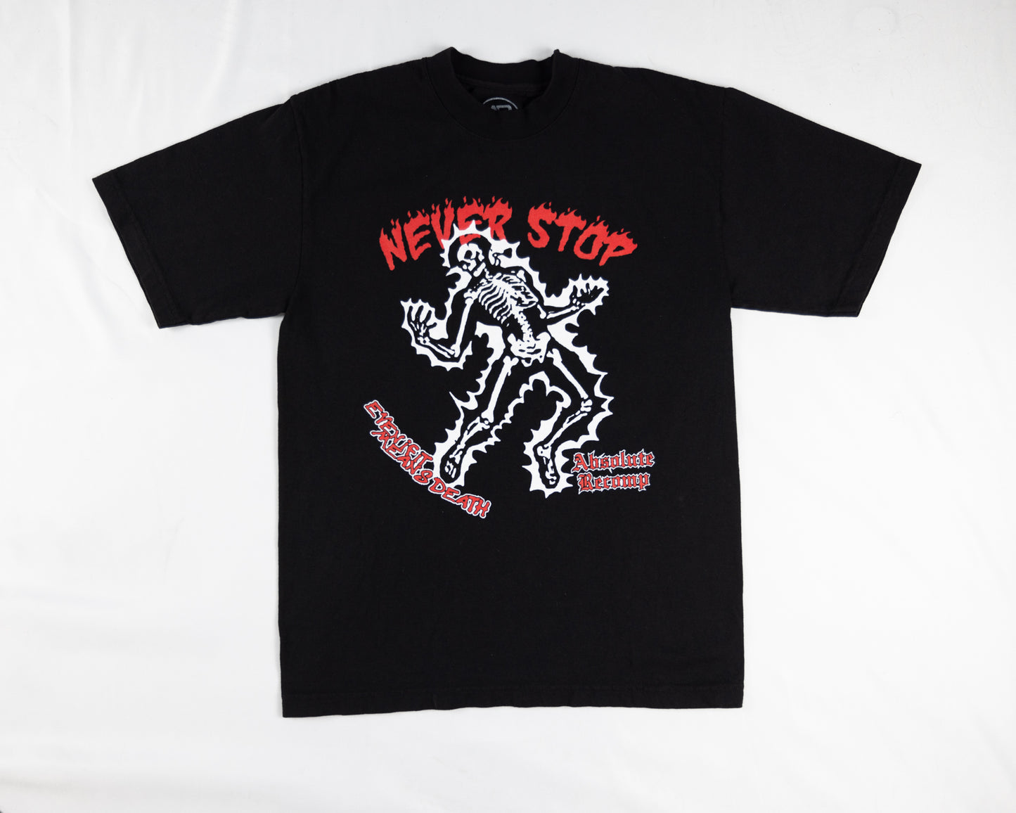 Never Stop electric skeleton t shirt pump cover black